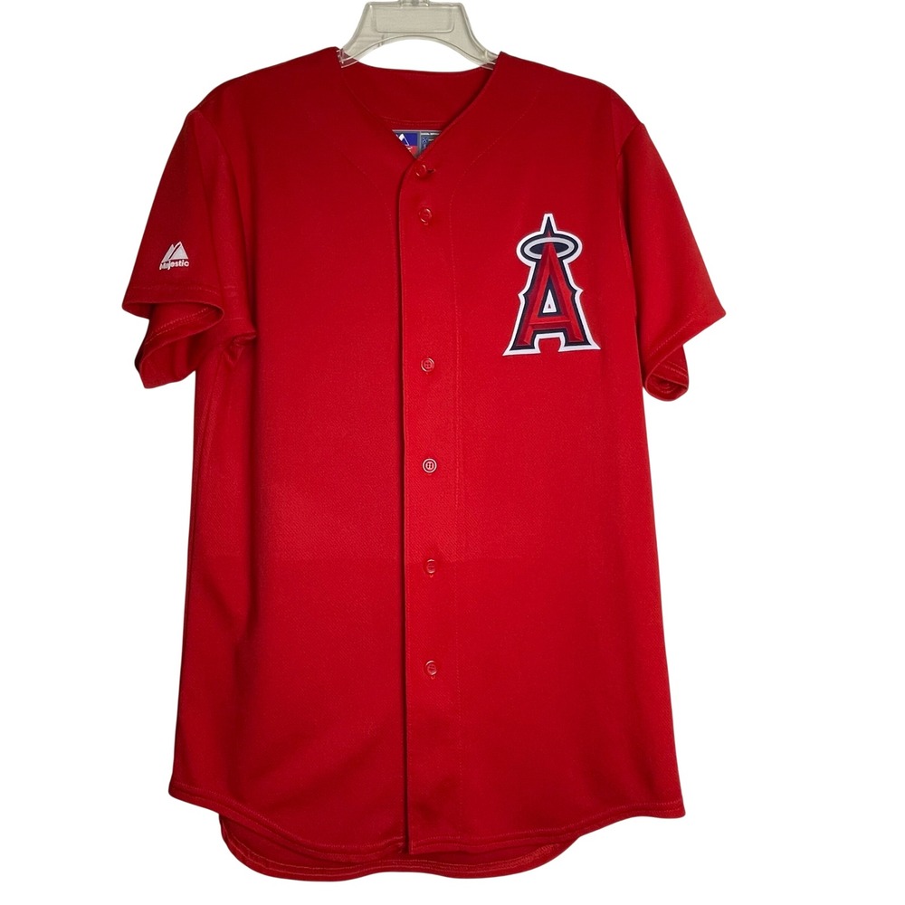 Majestic Los Angeles Angels Red Cool Base Baseball Jersey‎ Mens Small Number 14
